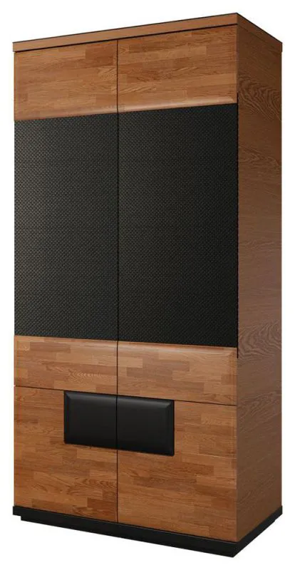 Chambre à coucher - Armoire, Couleur: Noix / Noir, massif partiel - Dimensions: 210 x 102 x 62 cm (H x L x P) Abbildung