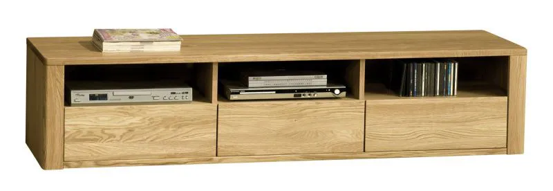 Meuble TV bas Jussara 07 | Espace de rangement | Chêne partiellement massif naturel | 40 x 178 x 50 cm
