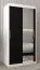 Armoire à portes coulissantes Bisaurin 1C avec miroir | Blanc mat / Noir | 200 x 100 x 62 cm | Rangement gain de place