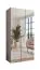 Armoire de chambre à coucher avec miroir / Couleur : Cachemire / 1 compartiment / 1 tringle à vêtements / Fonction Soft-Close / Chants ABS / Poignées : Or / Dimensions : 100 x 52 x 202 cm / Penderie