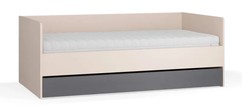 Lit de jour / Lit d'appoint / Couleur : Beige / Graphite / Coffre de rangement pour les draps / Surface de couchage : 90 x 200 cm / Protection des bandes de chant ABS / Sommier à lattes élévateur inclus