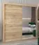 Armoire à portes coulissantes / Penderie Bisaurin 5C avec miroir, Couleur : Chêne de Sonoma - Dimensions : 200 x 200 x 62 cm ( H x L x P)