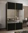 Penderie / Armoire à portes coulissantes / Couleur : Noir / 245,5 x 160 x 64 cm / 2 portes coulissantes / 11 compartiments / Soft-Close / Miroir / 2 tringles à vêtements
