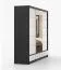 Armoire penderie à portes coulissantes avec miroir | 218 x 250 x 61 cm | Blanc/Noir | Lusatian 28 | 3 portes, 4 tiroirs, 7 étagères | Design bicolore