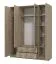 Armoire battante Kovin 02 | 2 portes miroir | 1,6 m largeur | Chêne gris | 11 compartiments | 205 x 160 x 52 cm