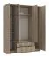 Armoire battante Kovin 02 | 2 portes miroir | 1,6 m largeur | Chêne gris | 11 compartiments | 205 x 160 x 52 cm