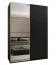 Penderie / Armoire à portes coulissantes / 2 tringles à vêtements / 245,5 x 180 x 64 cm / Miroir / 11 compartiments / Soft-Close / 2 portes coulissantes / Couleur : Noir
