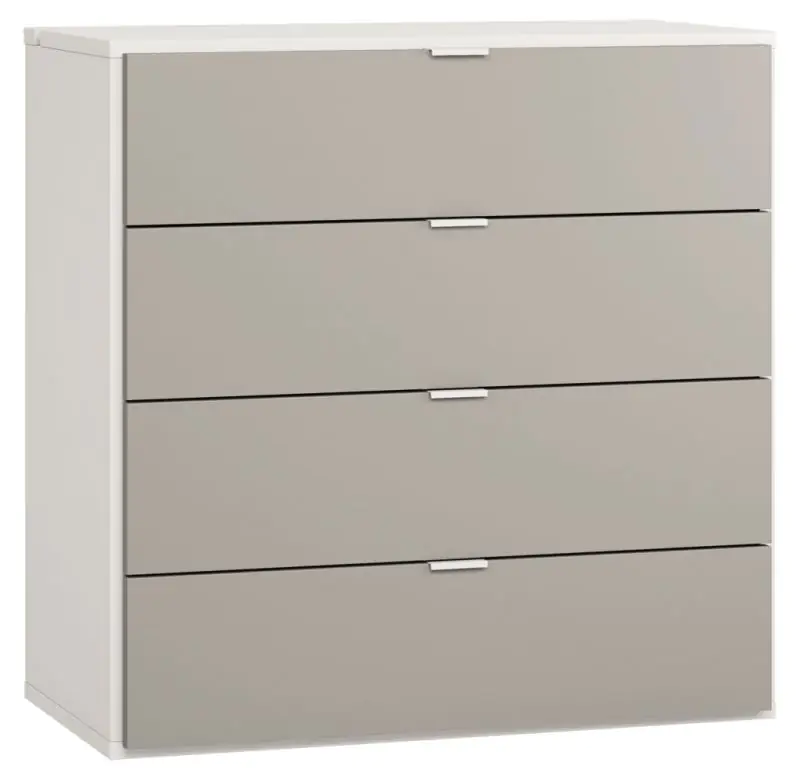 Commode Bellaco 33, couleur : blanc / gris - Dimensions : 92 x 90 x 47 cm (h x l x p)