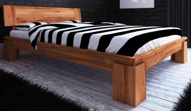 Lit double Tasman 01 | Hêtre cœur massif huilé | Couchage 200 x 200 cm | Design élégant