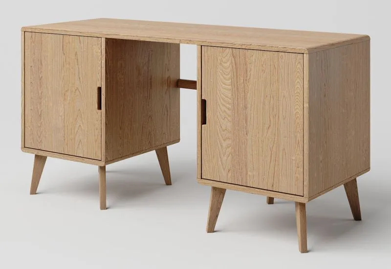 Bureau en chêne massif naturel Aurornis 67 | 75 x 142 x 55 cm | Design moderne