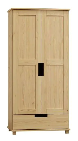 Armoire / armoire à portes battantes en bois de pin massif naturel 007A - Dimensions 190 x 80 x 60 cm (H x L x P)