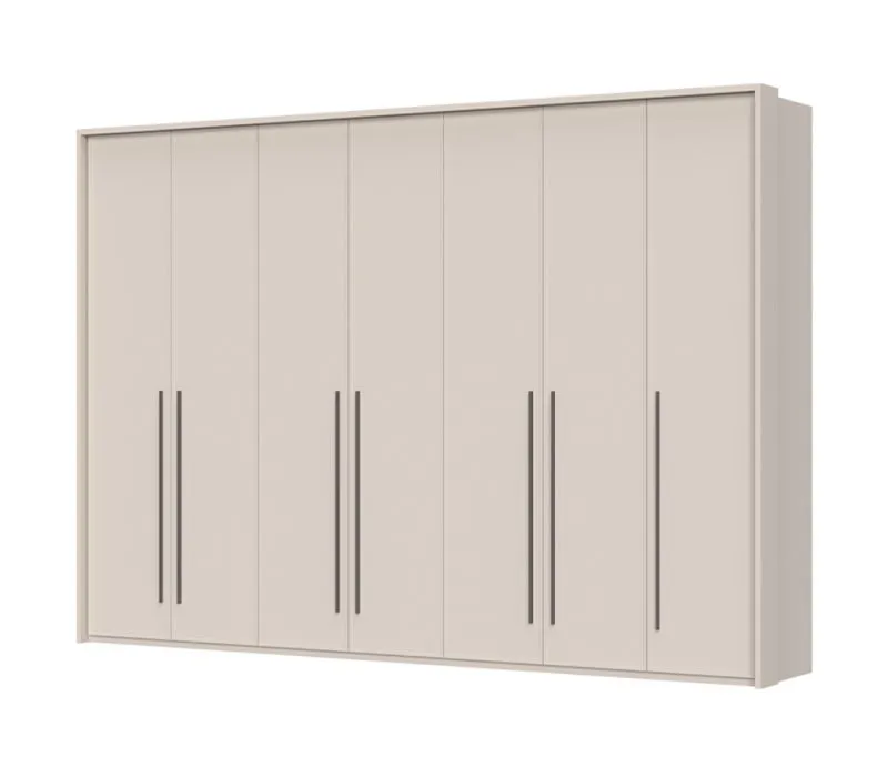 Armoire à sept portes avec cadre Neiafu 53, couleur : cachemire, système de fermeture en douceur, quatre tringles à vêtements, dimensions : 226 x 322 x 60 cm, pieds réglables