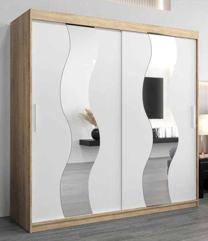 2 mètres de large Armoire avec 2 portes | Couleur: Chêne Sonoma  / Blanc Abbildung
