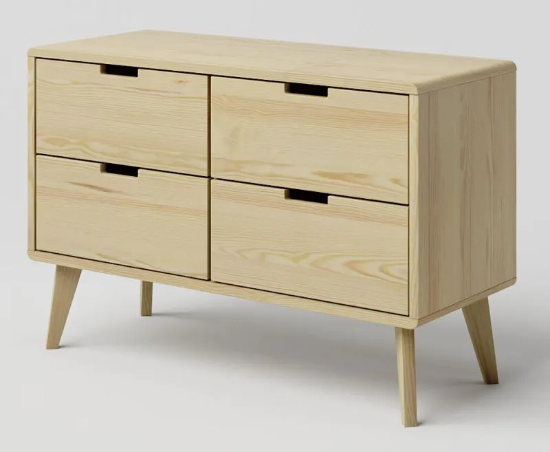 Commode Aurornis 34 en pin massif naturel | 4 tiroirs | 64 x 96 x 40 cm