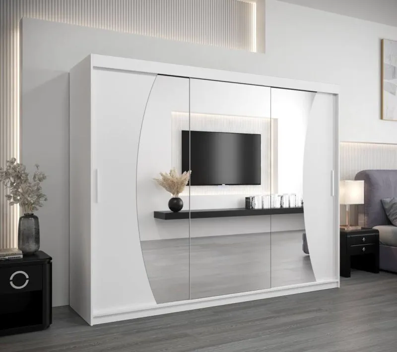 250 cm de large Armoire avec 3 portes | 10 casiers | Couleur: Blanc Abbildung