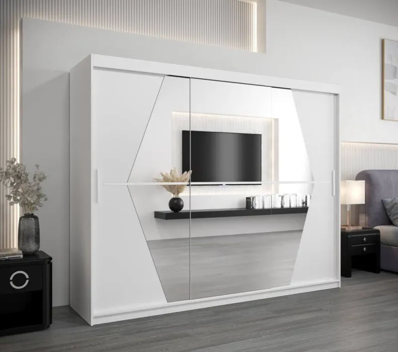 250 cm de large Armoire avec 3 portes | 10 casiers | Couleur: Blanc Abbildung