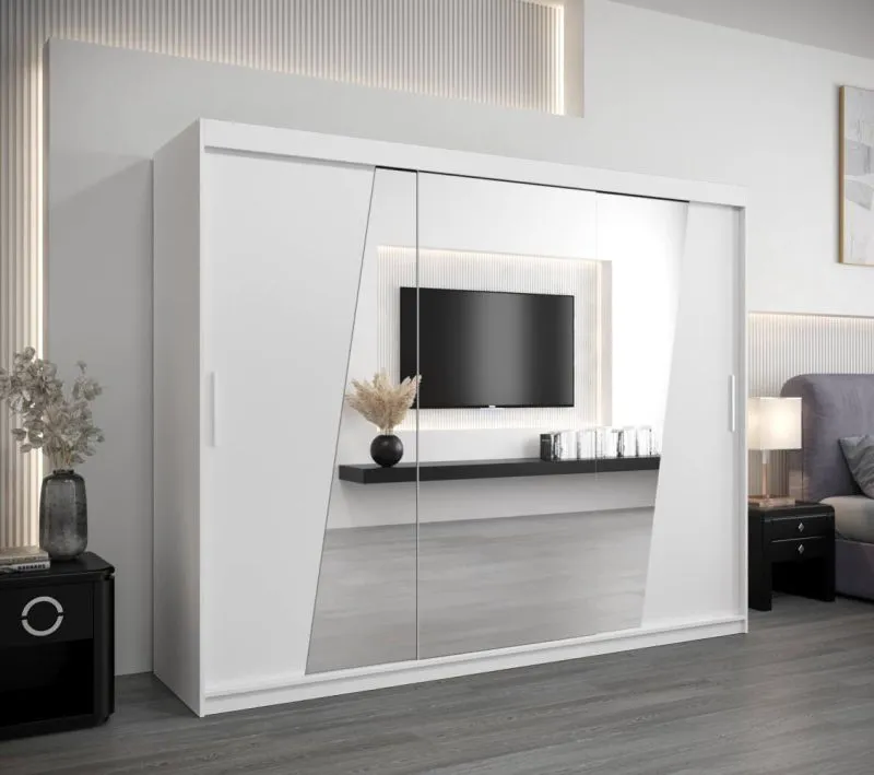 250 cm de large Armoire avec 3 portes | 10 casiers | Couleur: Blanc Abbildung