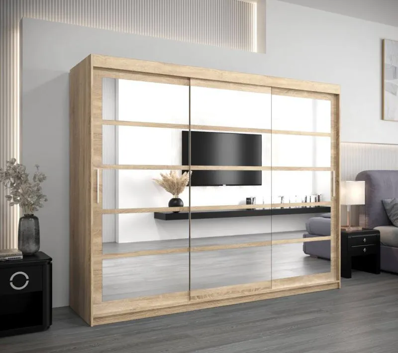 250 cm de large Armoire avec 10 casiers et 3 portes | Couleur: Chêne Sonoma  Abbildung