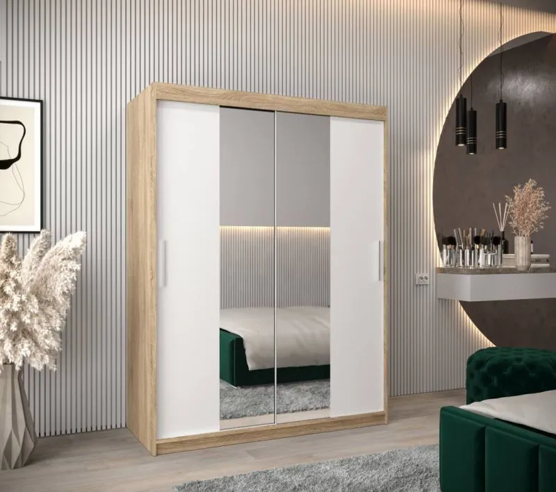150 cm de large Armoire avec 5 casiers et 2 portes | Couleur: Chêne Sonoma / Blanc Abbildung