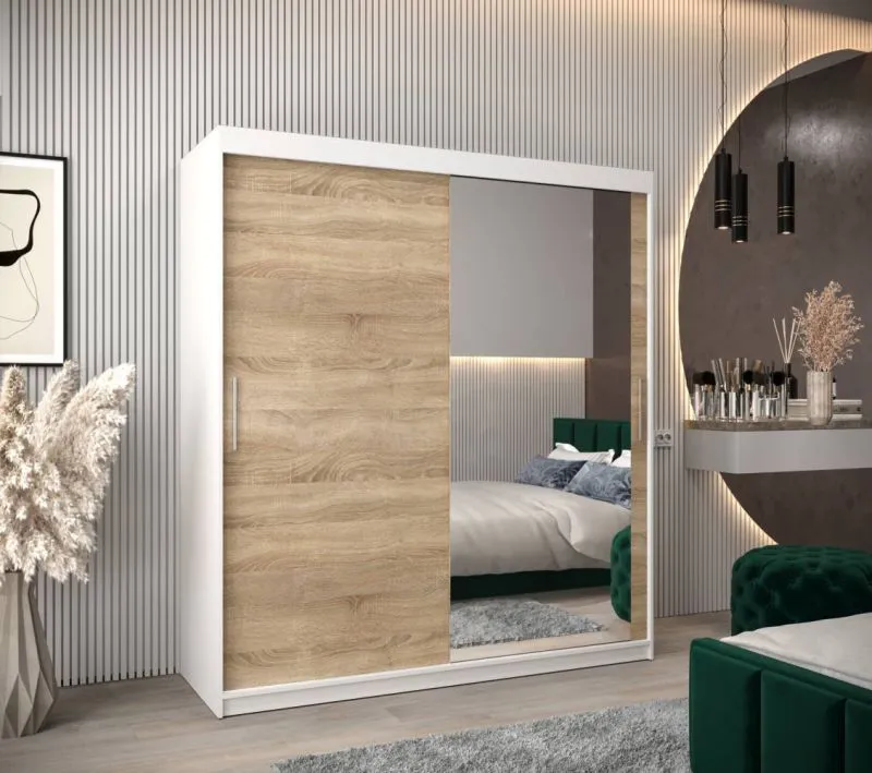 180 cm de large Armoire avec 10 casiers et 2 portes | Couleur: Chêne Sonoma / Blanc Abbildung