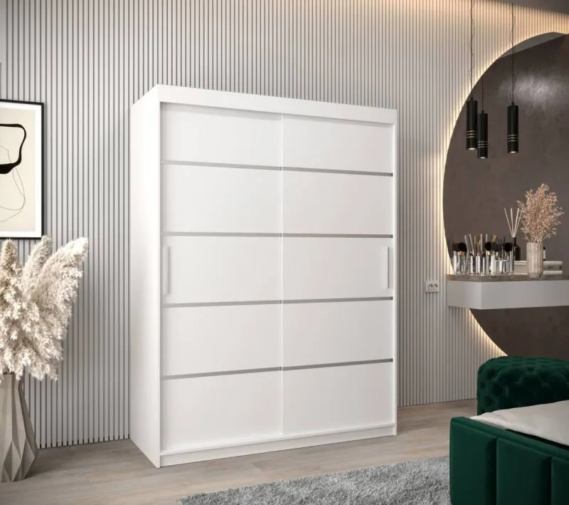 150 cm de large Armoire avec 5 casiers et 2 portes | Couleur: Blanc Abbildung
