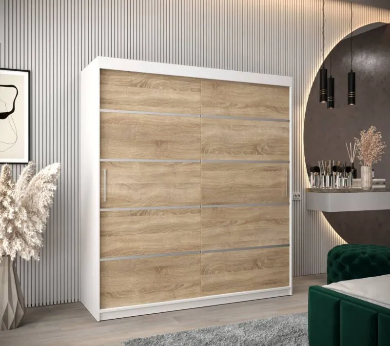 180 cm de large Armoire avec 10 casiers et 2 portes | Couleur: Chêne Sonoma / Blanc Abbildung