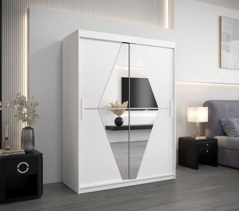 150 cm de large Armoire avec 2 portes | 5 casiers | Couleur: Blanc Abbildung