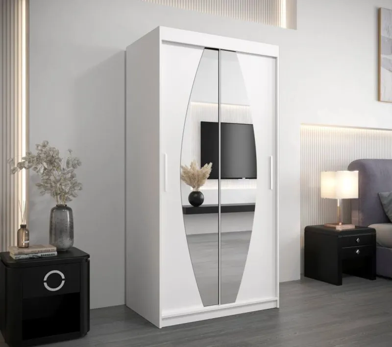 100 cm de large Armoire avec 5 casiers et 2 portes | Couleur : Blanc Abbildung