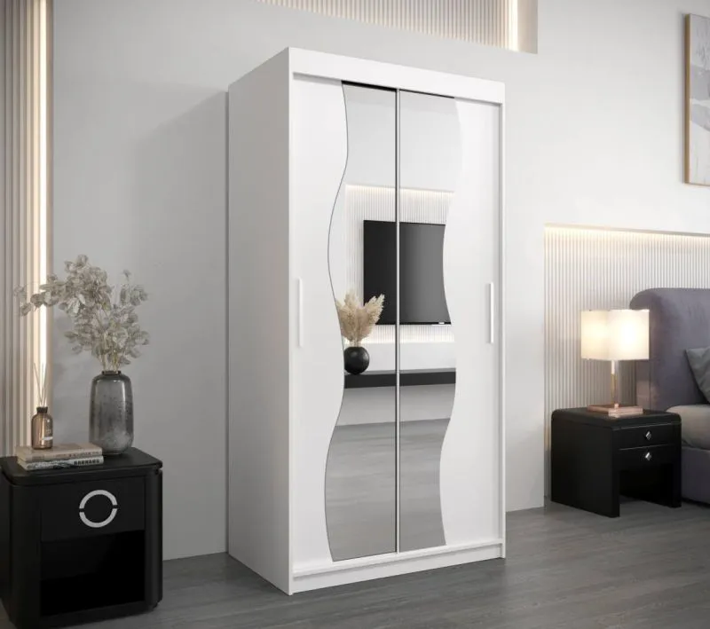 100 cm de large Armoire avec 5 casiers et 2 portes | Couleur : Blanc Abbildung