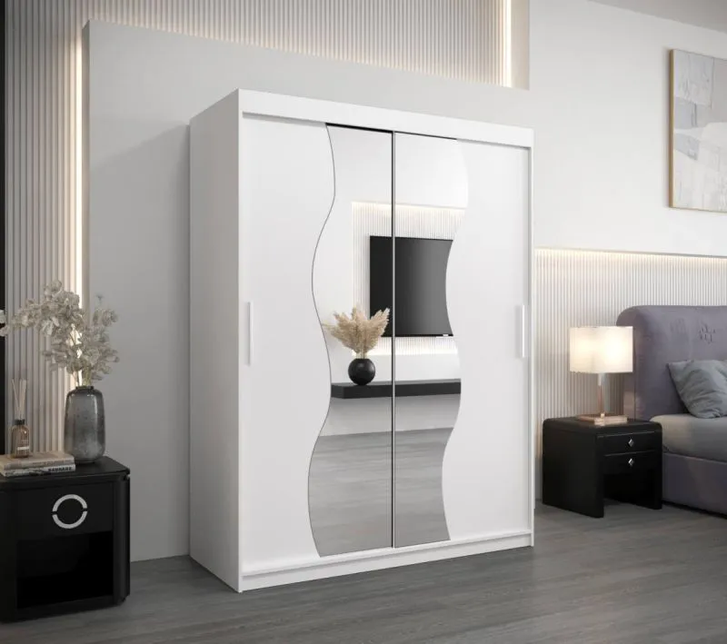 150 cm de large Armoire avec 5 casiers et 2 portes | Couleur: Blanc Abbildung
