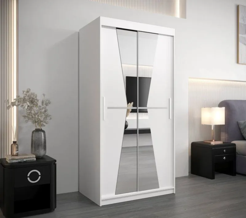100 cm de large Armoire avec 5 casiers et 2 portes | Couleur : Blanc Abbildung