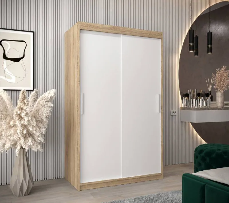120 cm de large Armoire avec 5 casiers et 2 portes | Couleur: Chêne Sonoma / Blanc Abbildung