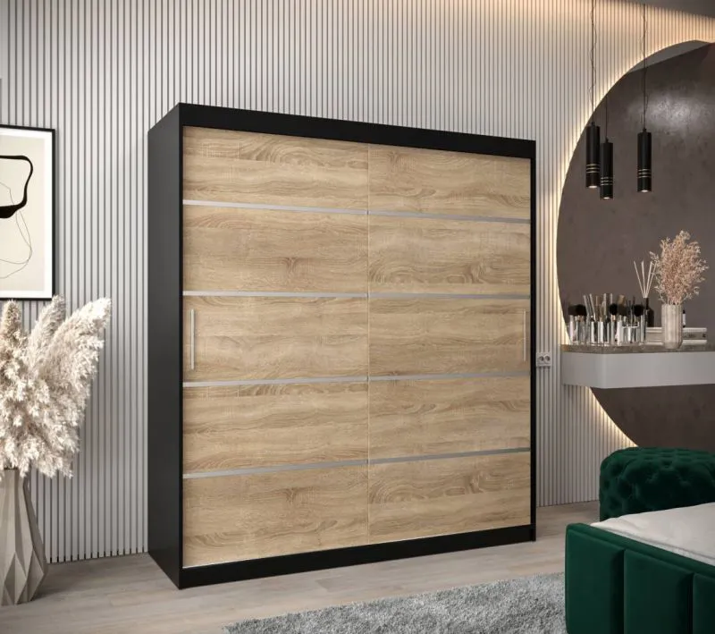180 cm de large Armoire avec 10 casiers et 2 portes | Couleur: Noir Abbildung