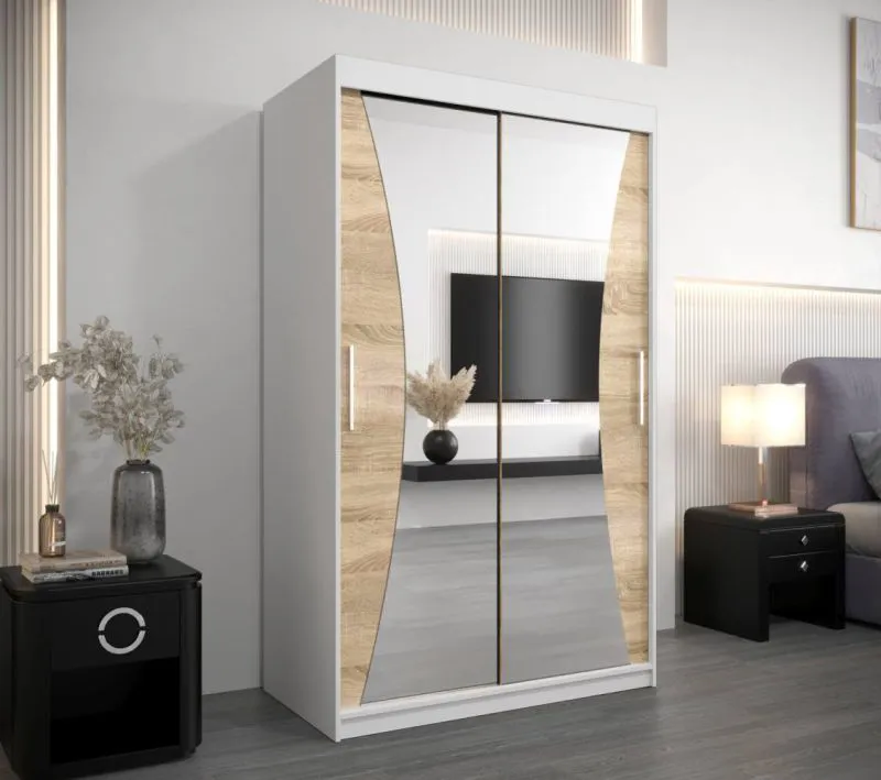 120 cm de large Armoire avec 5 casiers et 2 portes | Couleur: Chêne Sonoma / Blanc Abbildung