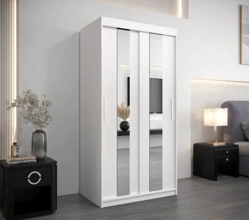 100 cm de large Armoire avec 2 portes | 5 casiers | Couleur : Blanc Abbildung