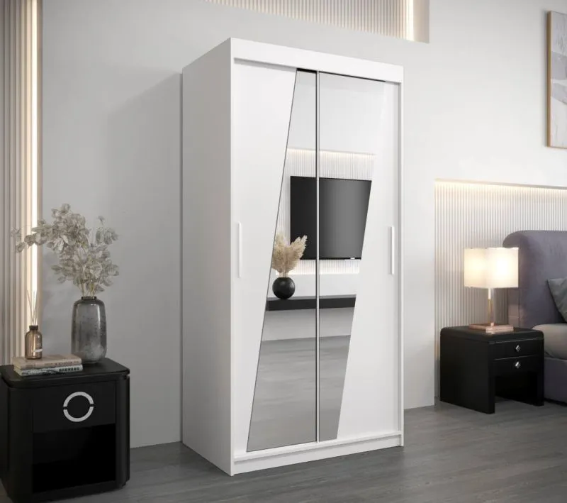 100 cm de large Armoire avec 2 portes | 5 casiers | Couleur : Blanc Abbildung