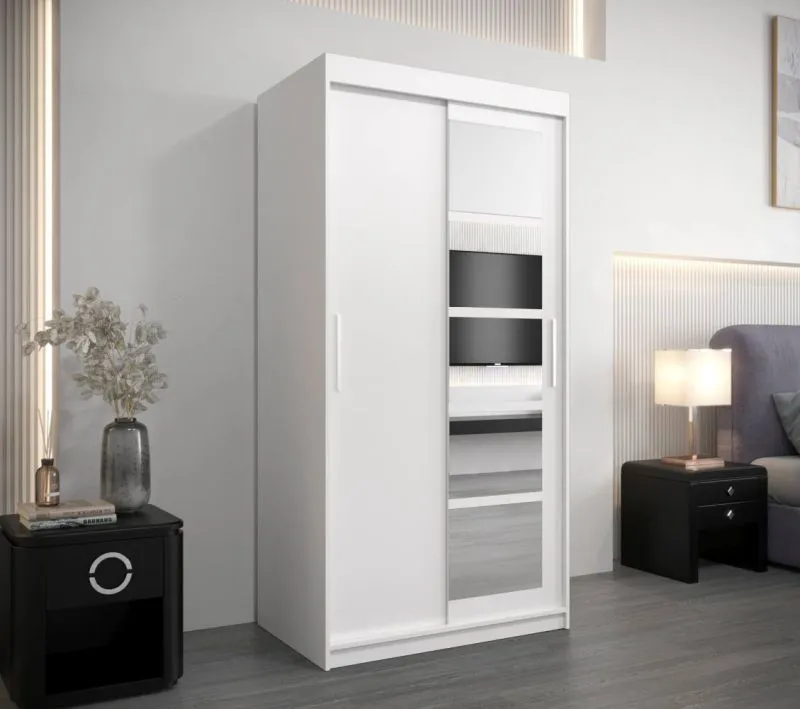 100 cm de large Armoire avec 5 casiers et 2 portes | Couleur : Blanc Abbildung