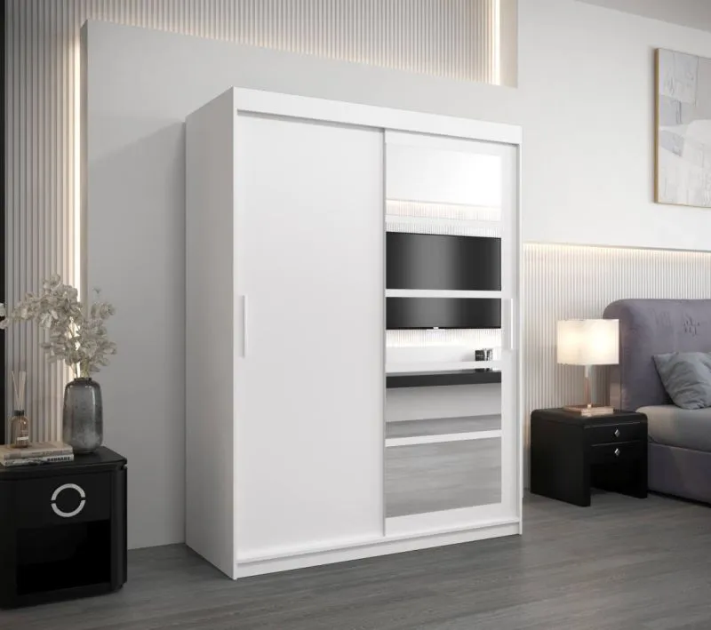 150 cm de large Armoire avec 5 casiers et 2 portes | Couleur: Blanc Abbildung