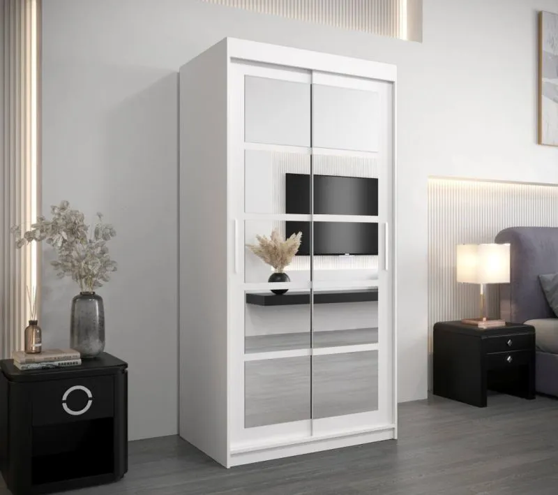100 cm de large Armoire avec 5 casiers et 2 portes | Couleur : Blanc Abbildung
