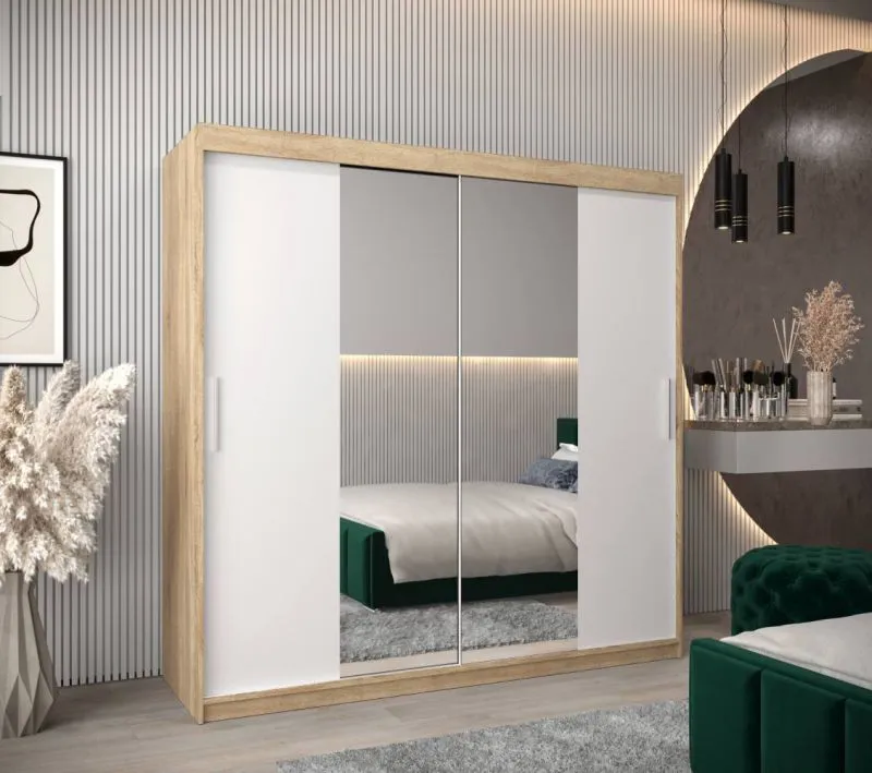 2 mètres de large Armoire avec 2 portes | Couleur: Chêne Sonoma  / Blanc Abbildung