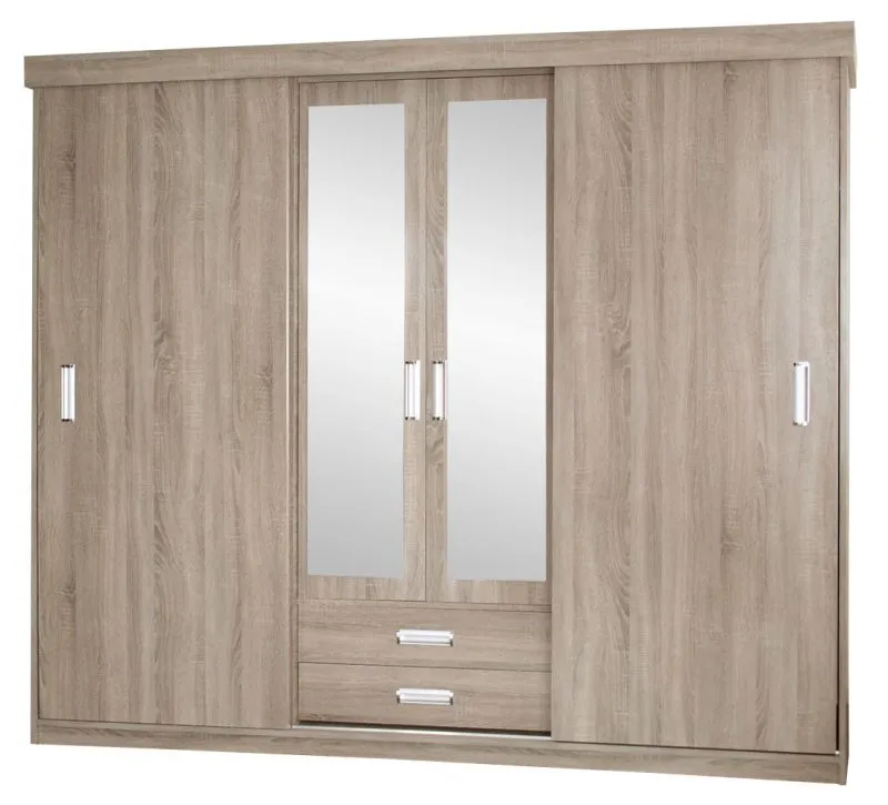 230 cm de large Armoire avec 4 portes, 5 casiers et 2 tiroirs | Couleur: Chêne Sonoma  | Profondeur: 62 cm Abbildung