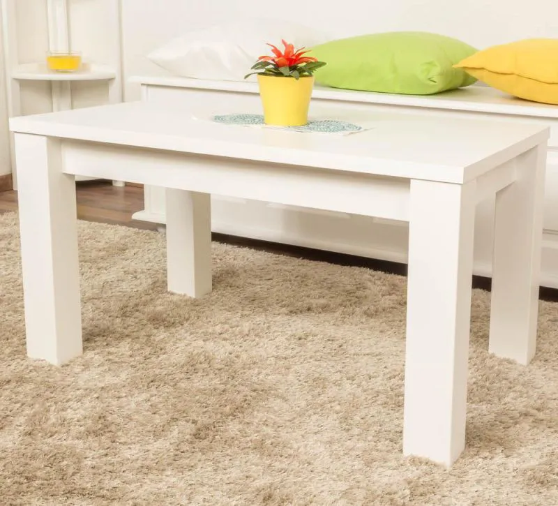 Table de club Table basse Table de salon Pin Bois massif Couleur: Blanc 50x90x60 cm Abbildung