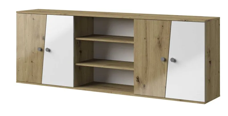 Extension de lit-armoire Sirte 17 | chêne / blanc / gris brillant | 80 x 213 x 40 cm