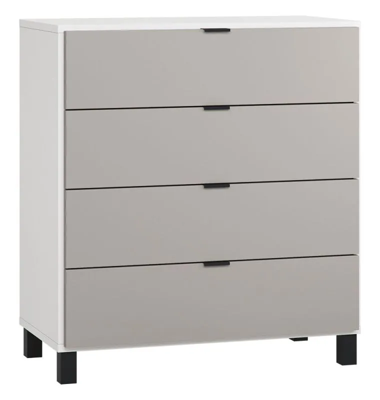 Commode Pantanoso 07 | Blanc & Gris | 100 x 90 x 47 cm | 4 tiroirs, LED intégrée, Soft Close