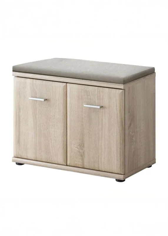 Banc armoire à chaussures Bratteli 14 avec coussin | Chêne Sonoma | 53 x 60 x 32 cm