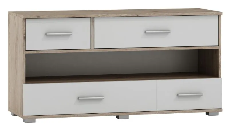 Meuble TV Kavieng 16 | Chêne / Blanc | 62 x 120 x 40 cm | Design moderne et capacité de rangement