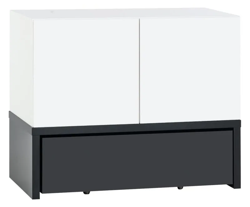 Commode chambre ado Marincho 01 | 2 pièces | Blanc / Noir | 89 x 107 x 53 cm