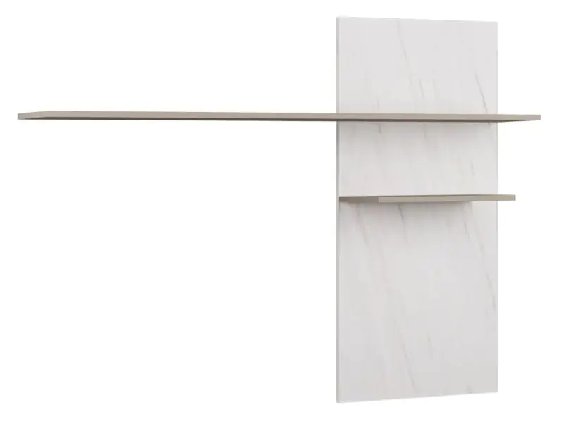 Étagère suspendue / Tablette murale Geltru 05 Couleur : Blanc Marbre / Gris clair - Dimensions : 127 x 162 x 24 cm (H x L x P)