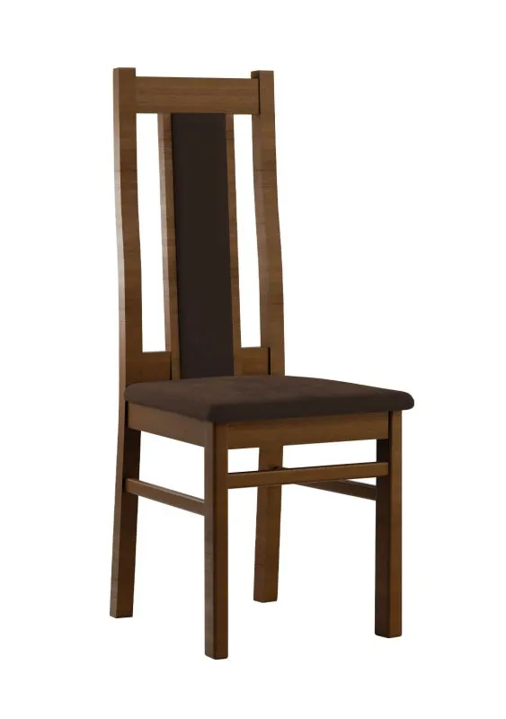 Chaise neutre Bachtel 03, bois de hêtre massif, Couleur : Chêne / Rembourrage marron - Dimensions : 99 x 42 x 54 cm (H x L x P)