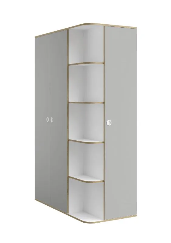 Armoire trois portes Ithaka 03 | Blanc et Gris | 11 compartiments | 196,5 x 120 x 60 cm